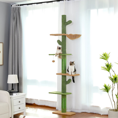 5-Tier Floor-to-Ceiling Cactus Cat Tower