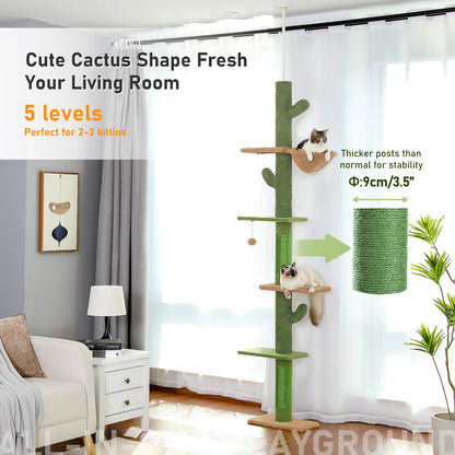 5-Tier Floor-to-Ceiling Cactus Cat Tower