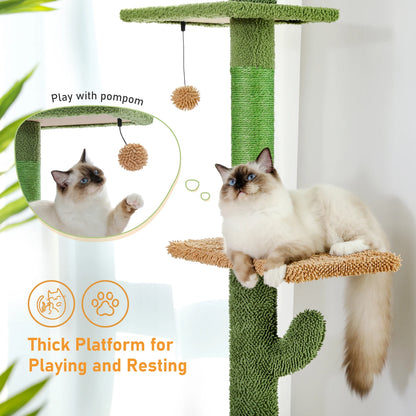 5-Tier Floor-to-Ceiling Cactus Cat Tower